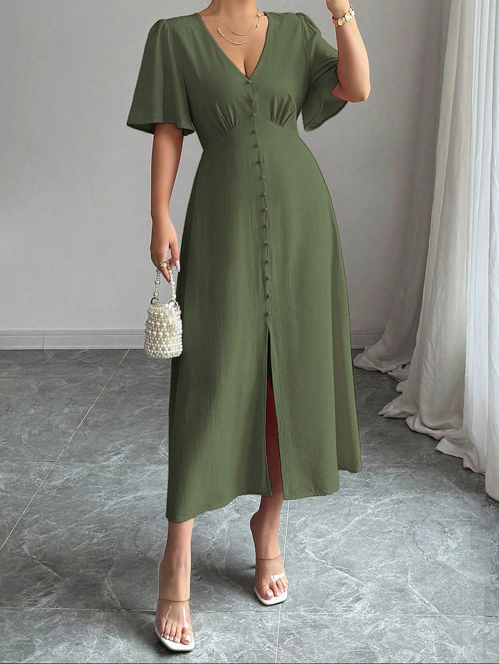 Shein midi ruha, khaki