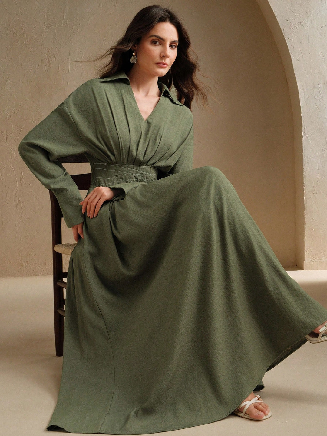 Rochie midi SHEIN, kaki