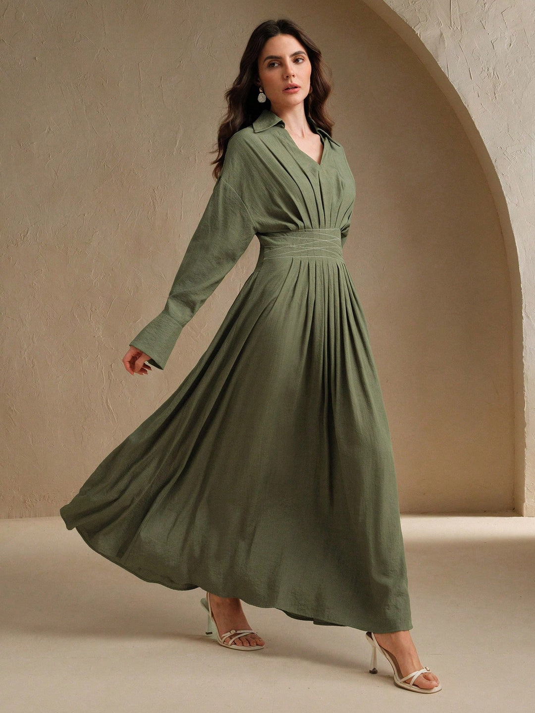 Rochie midi SHEIN, kaki