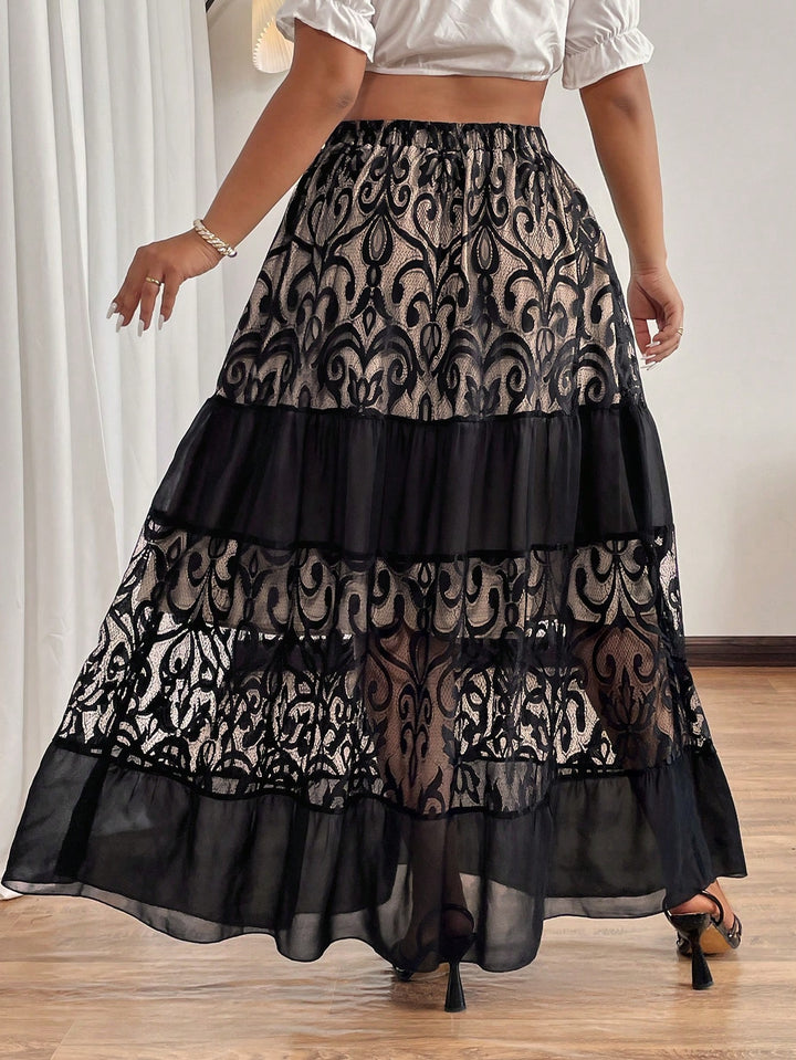 Shein Curve+ maxi szoknya, többszínű