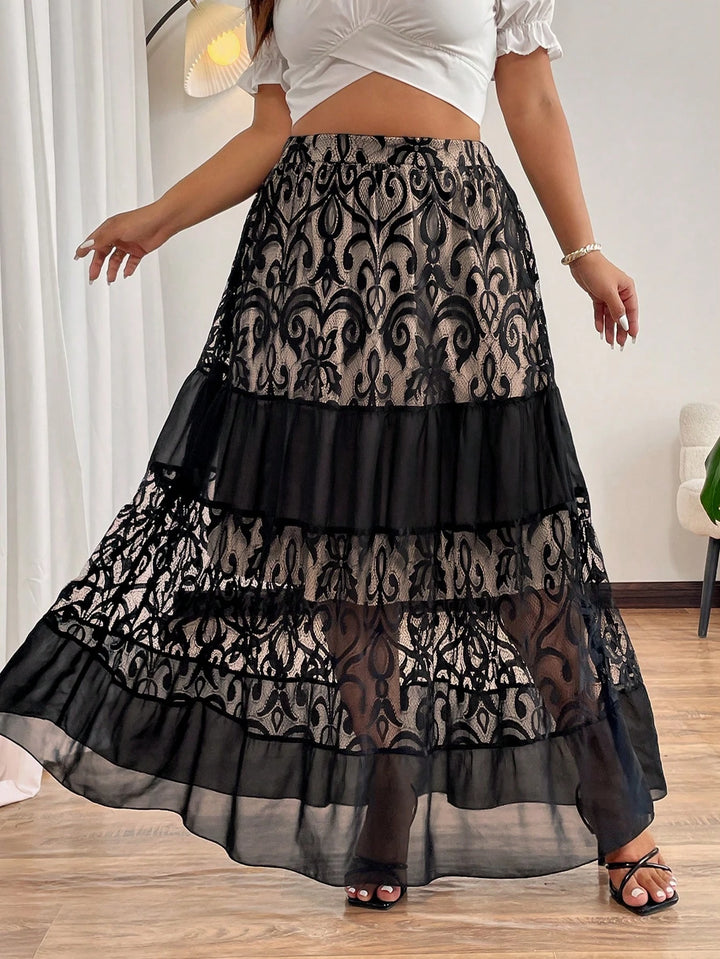 Shein Curve+ maxi szoknya, többszínű
