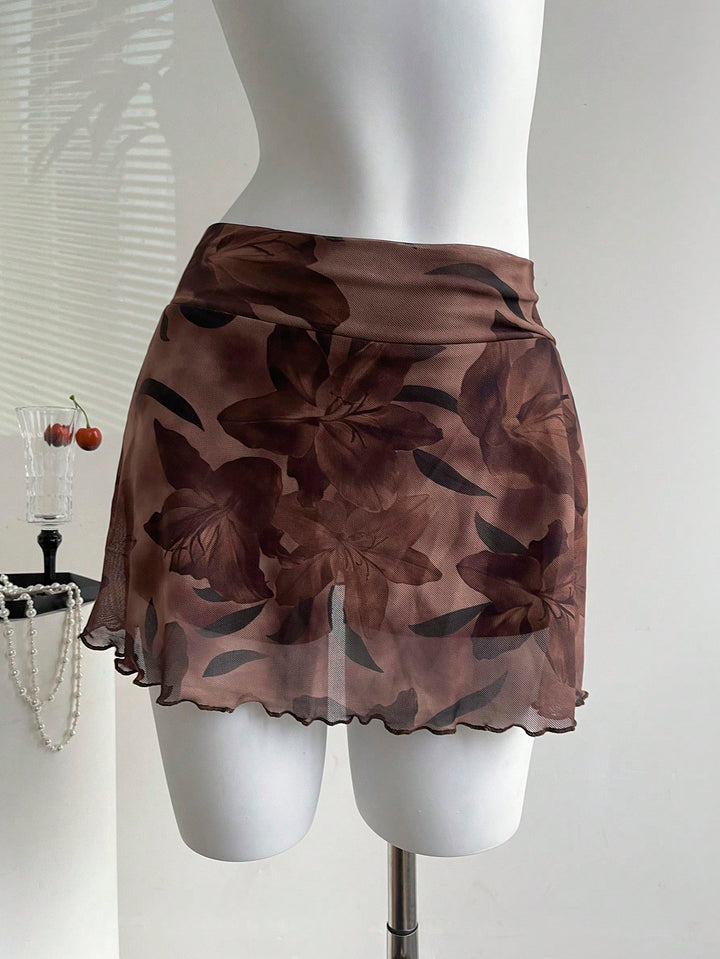 Shein mini szoknya, barna