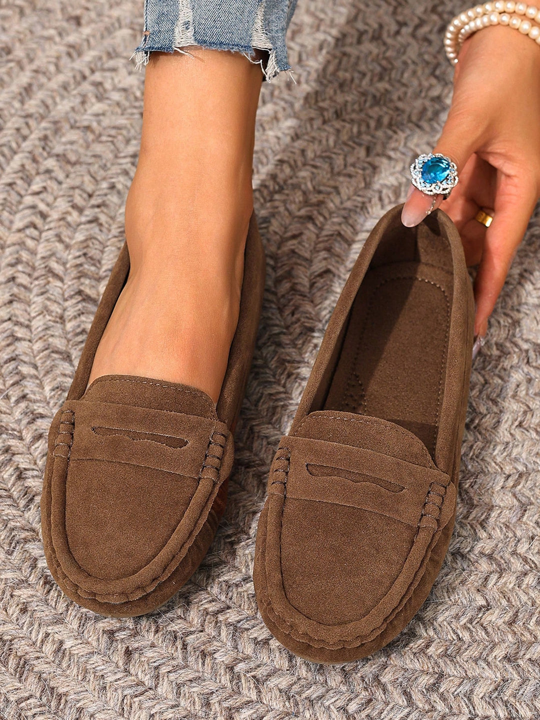 Mocasini SHEIN, maro