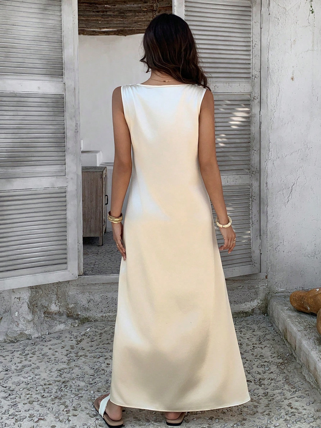 Rochie maxi SHEIN, crem