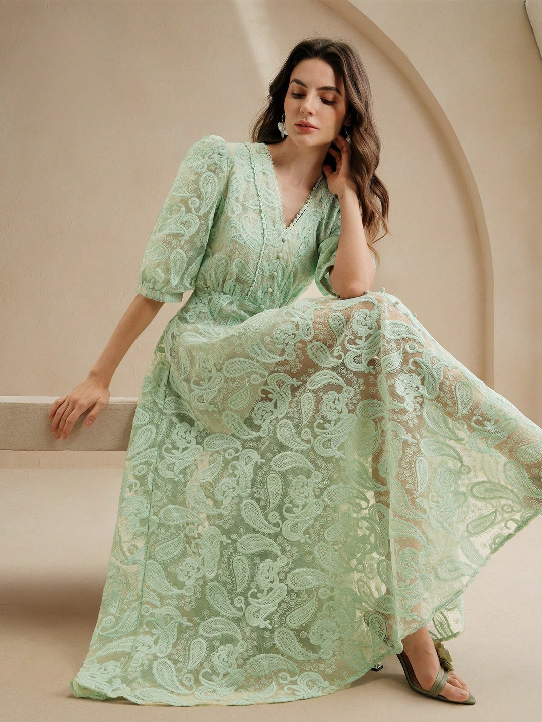 Rochie maxi SHEIN, verde