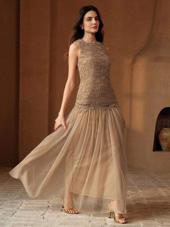 SHEIN maxi ruha, bézs