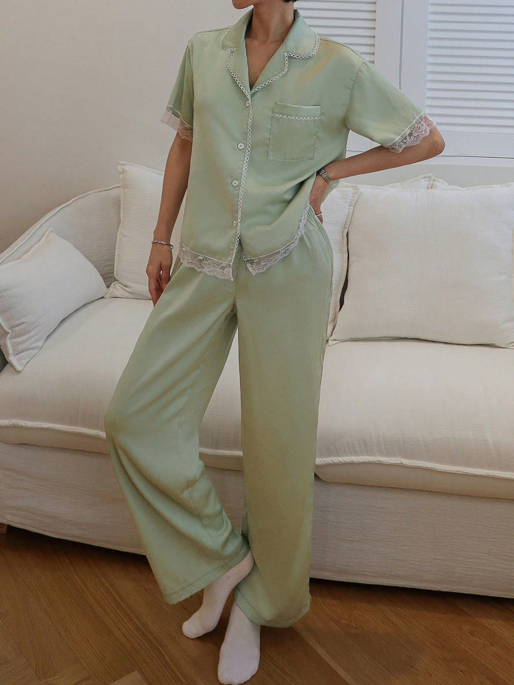 Compleu pijamale SHEIN, verde
