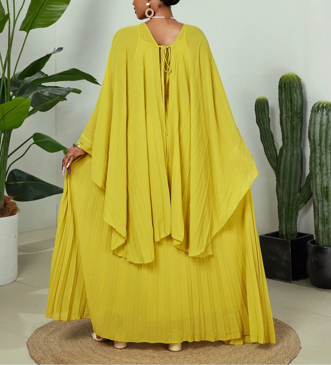 Shein Curve+ maxi ruha, sárga