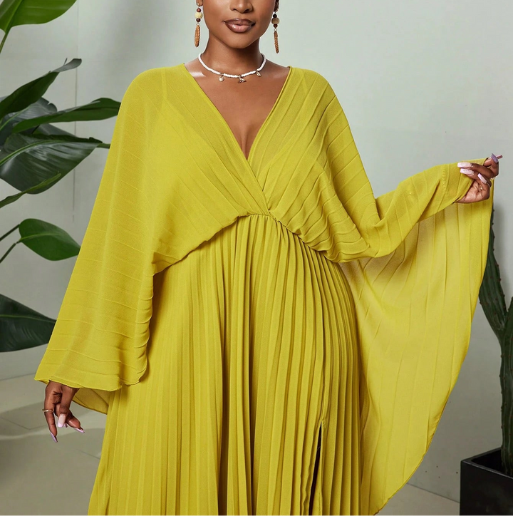 Shein Curve+ maxi ruha, sárga