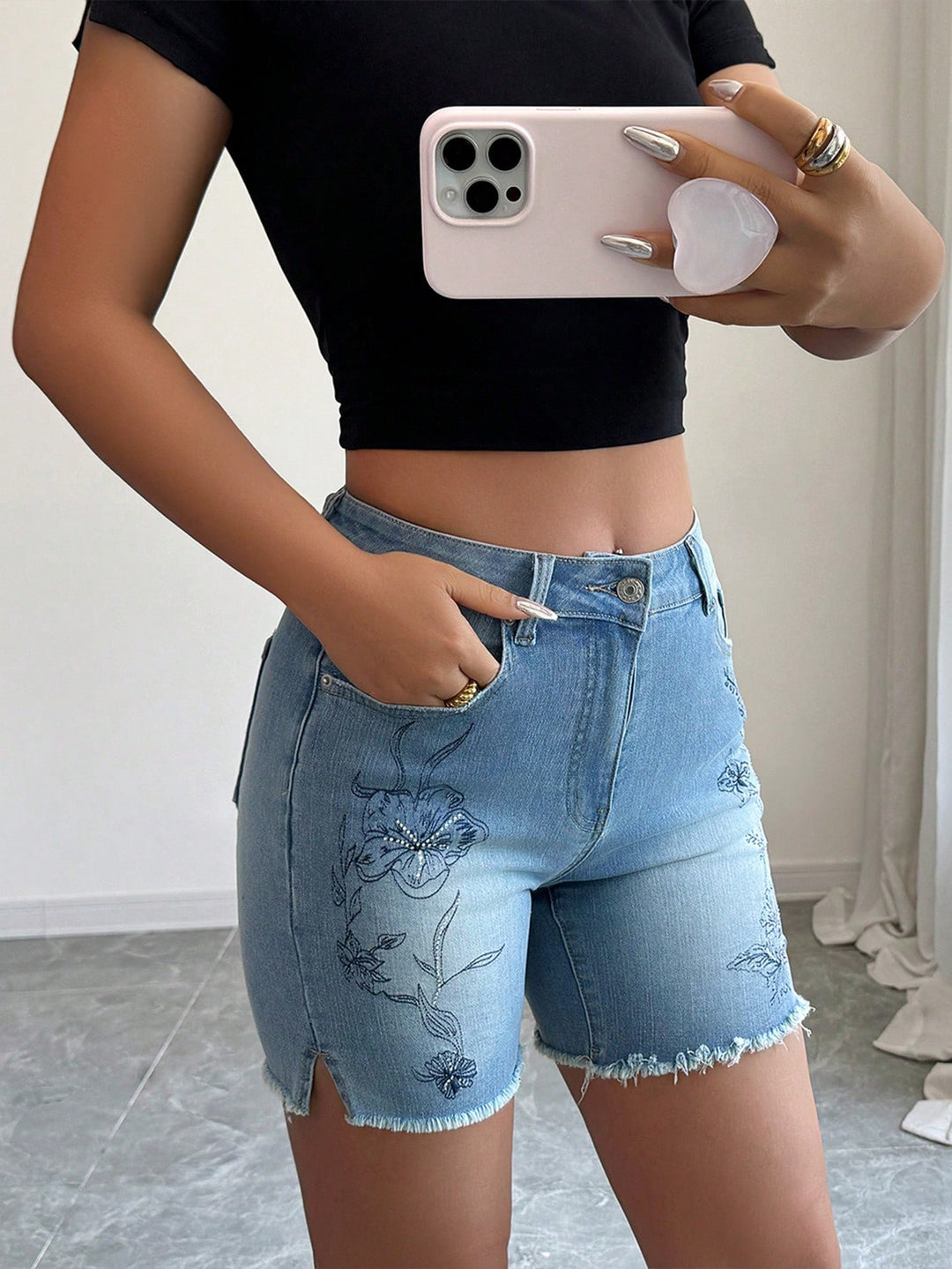 Pantaloni scurți SHEIN, albastru