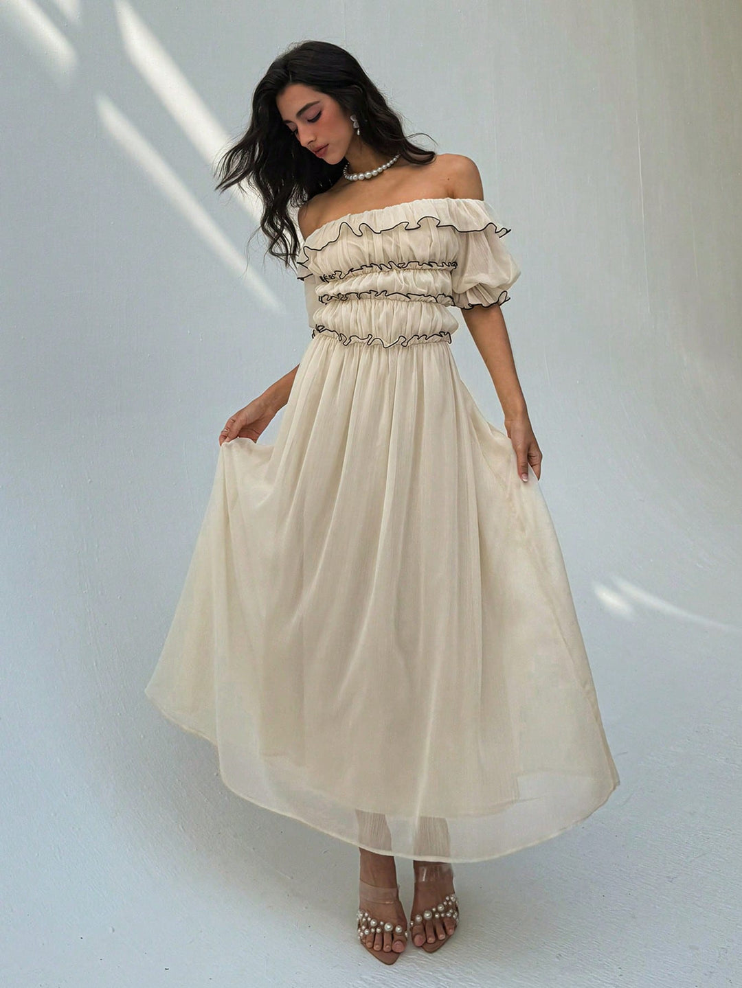 Rochie maxi SHEIN, bej