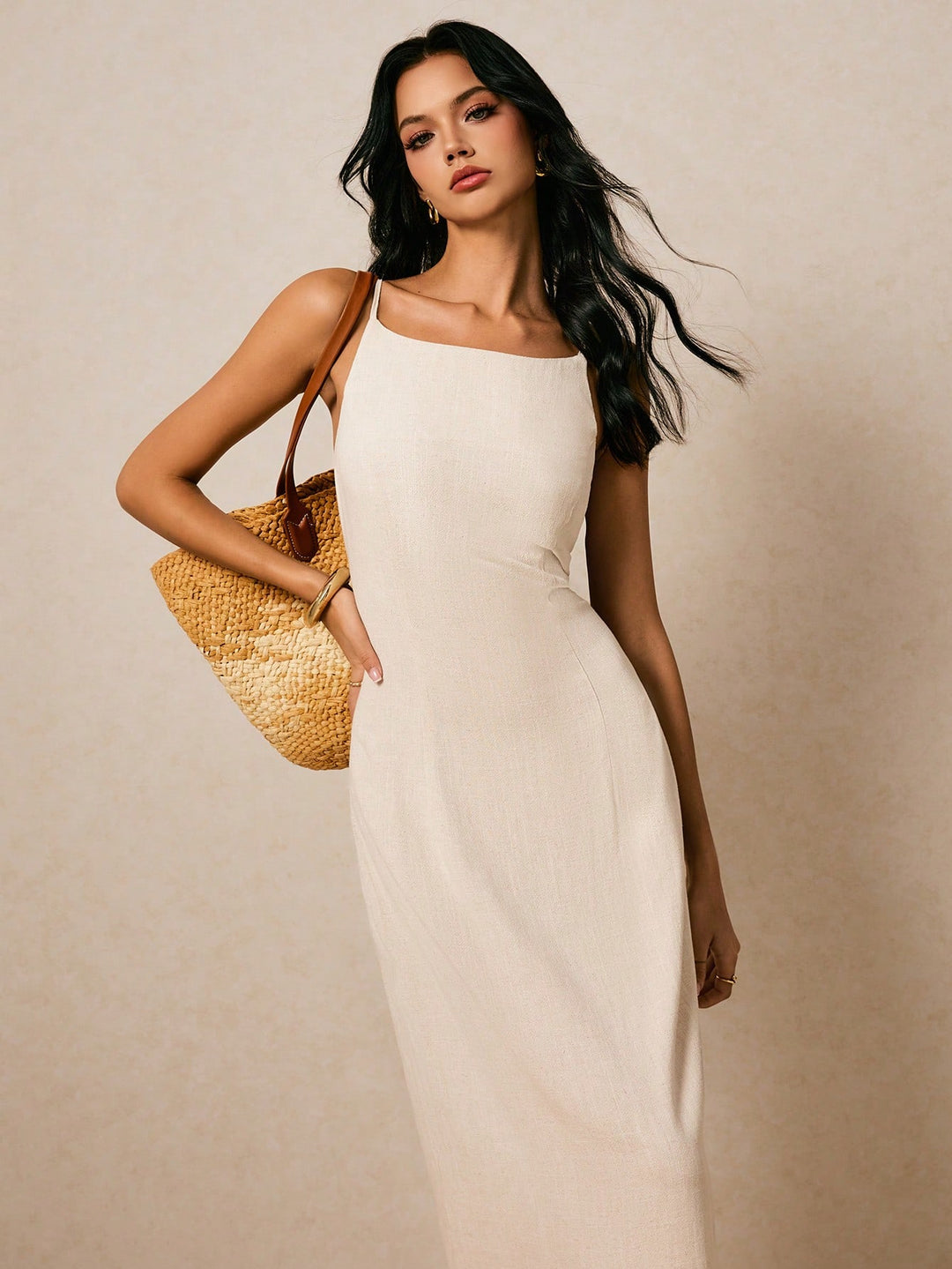 Rochie midi SHEIN, bej