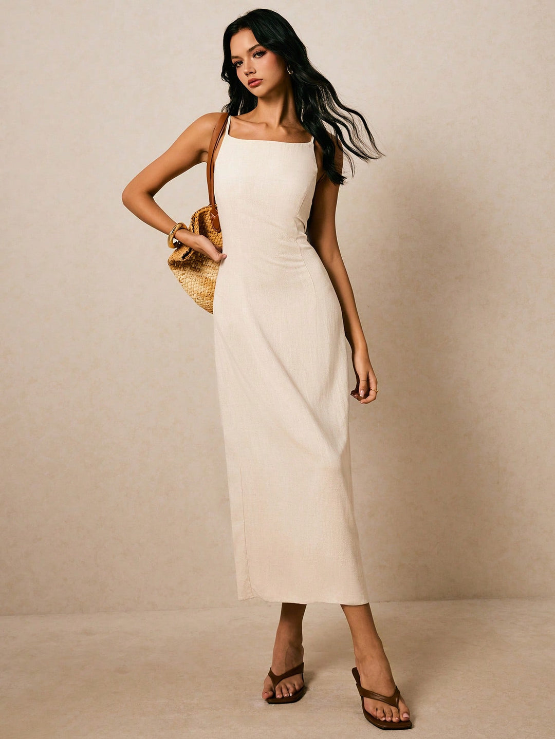 Rochie midi SHEIN, bej