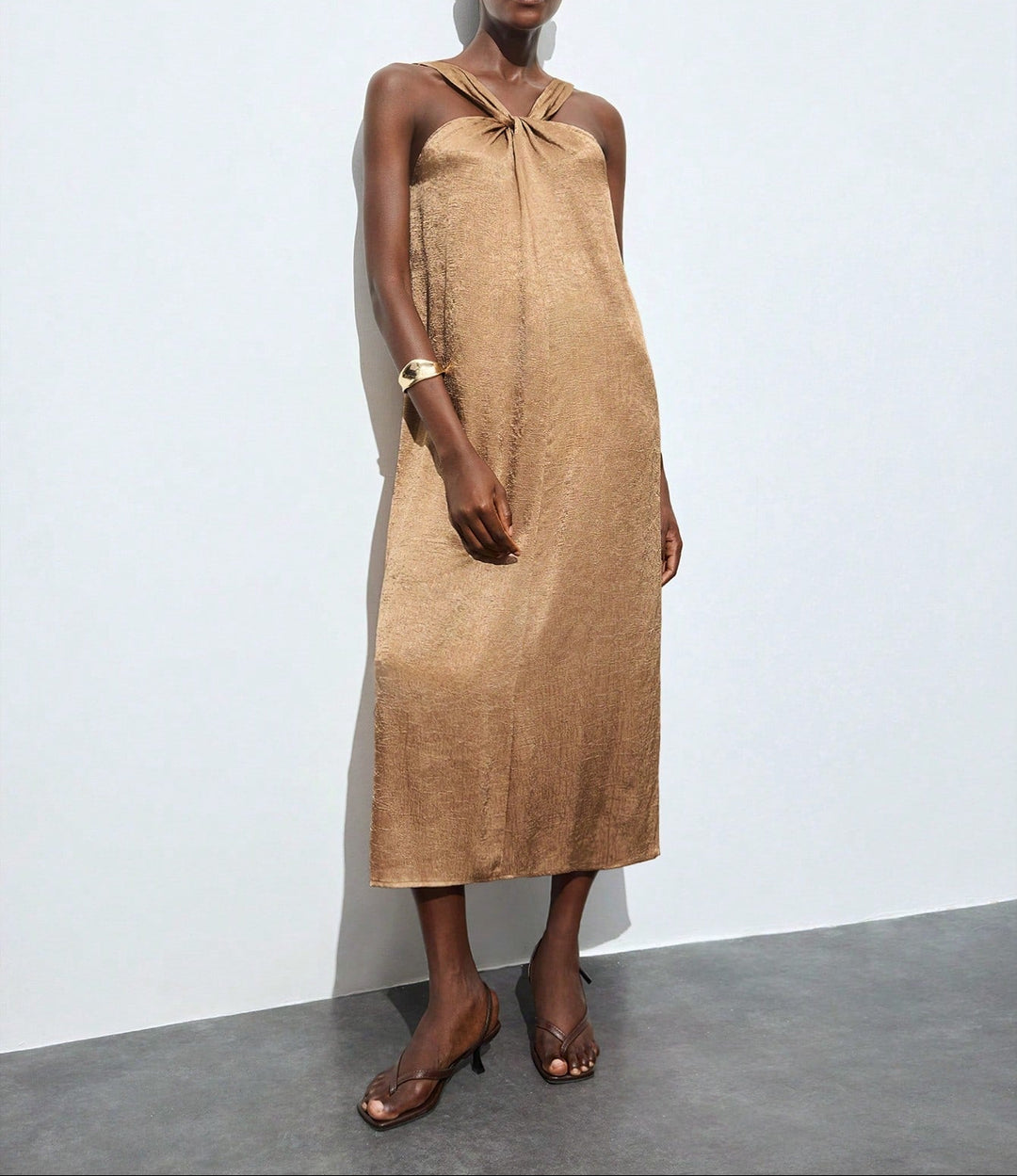 SHEIN bronz midi ruha