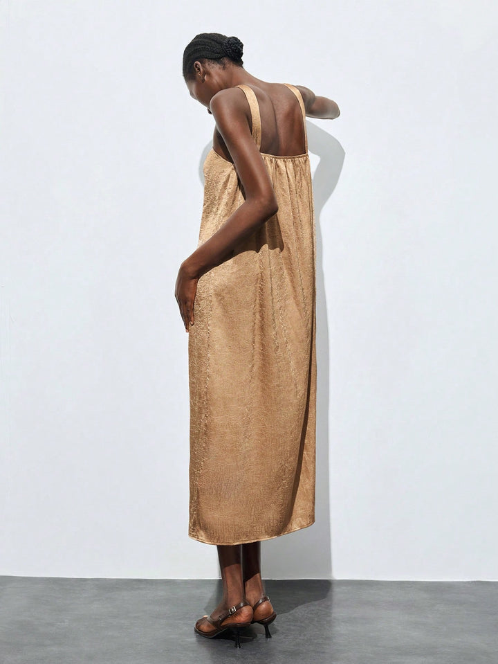 SHEIN bronz midi ruha
