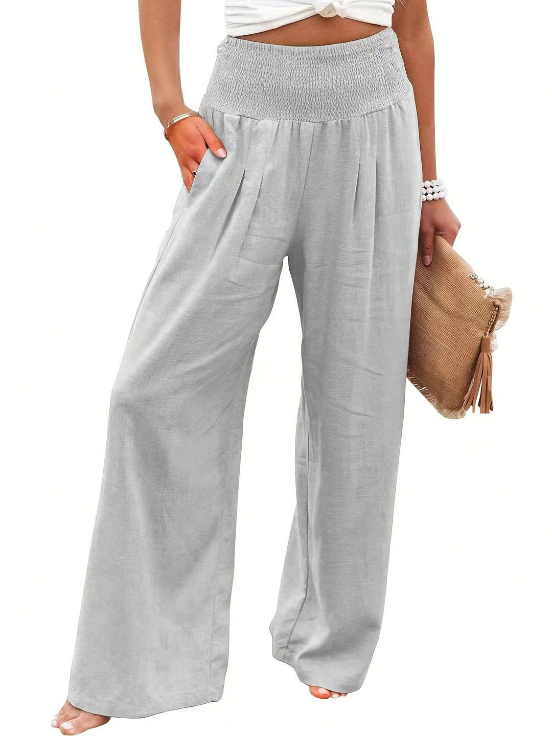 Pantaloni SHEIN, argintiu