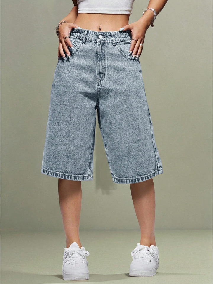 Pantaloni 3/4 SHEIN, albastru