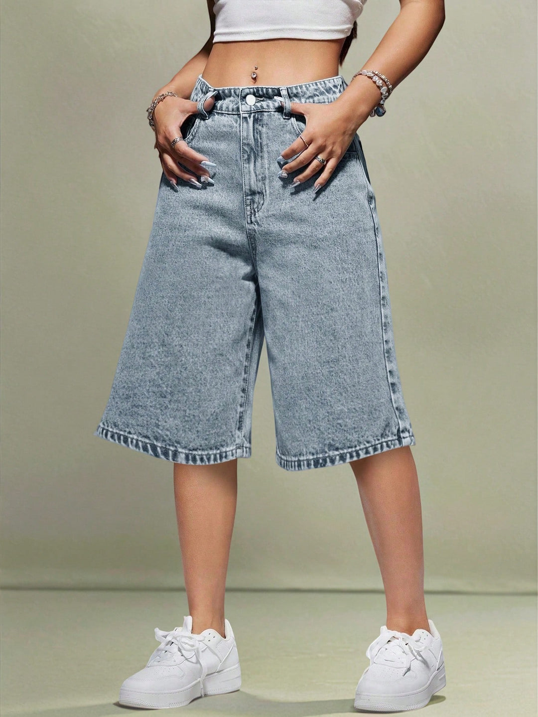 Pantaloni 3/4 SHEIN, albastru