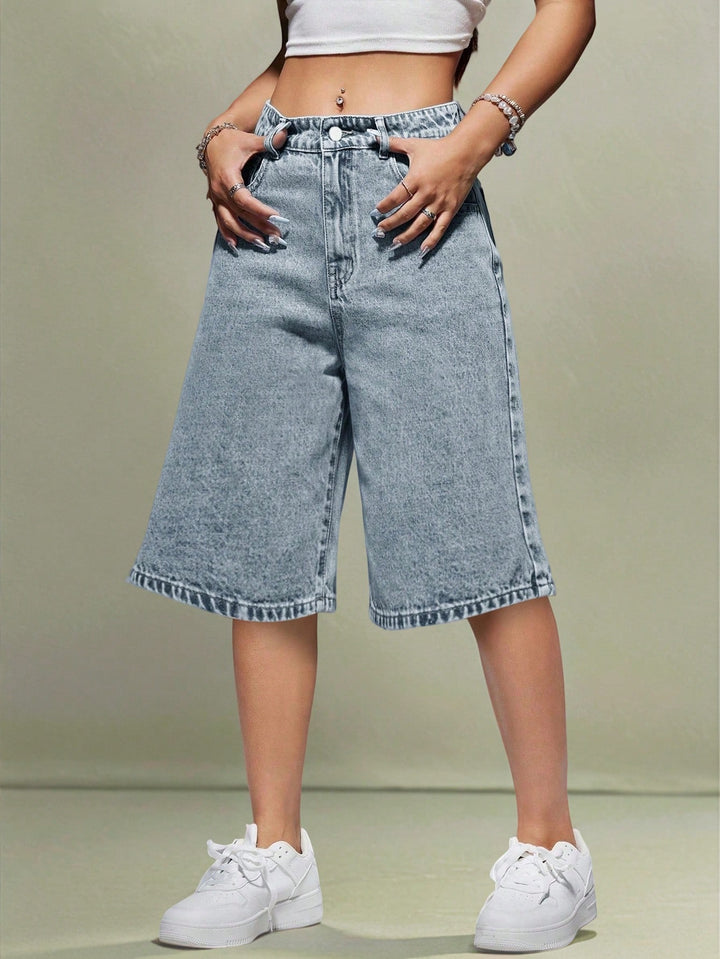 Pantaloni 3/4 SHEIN, albastru