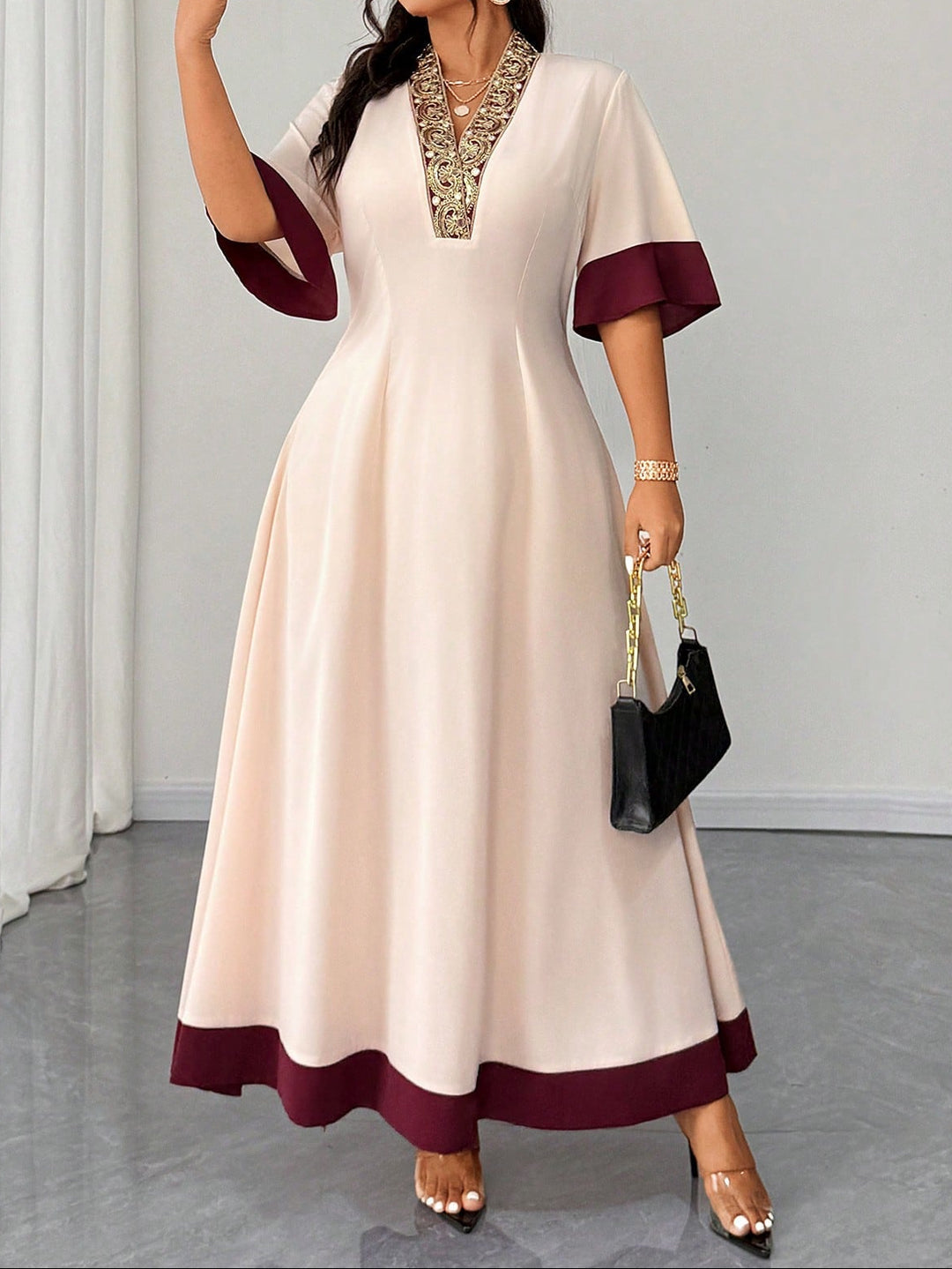 Shein Curve+ maxi ruha, vegyes színek