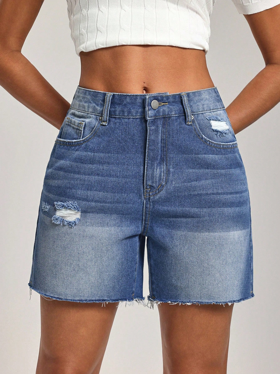 Pantaloni scurți de blugi SHEIN, albastru