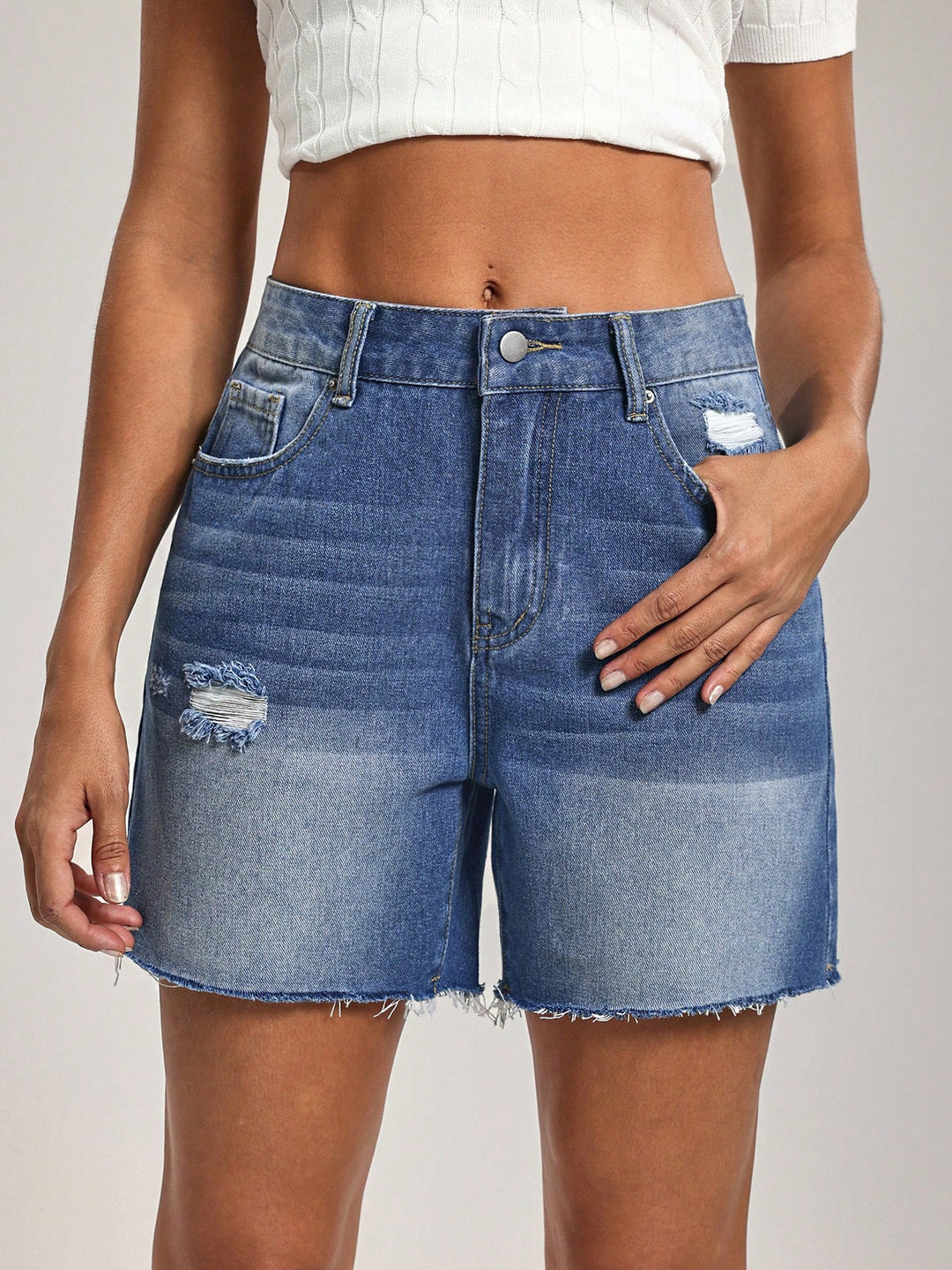 Pantaloni scurți de blugi SHEIN, albastru
