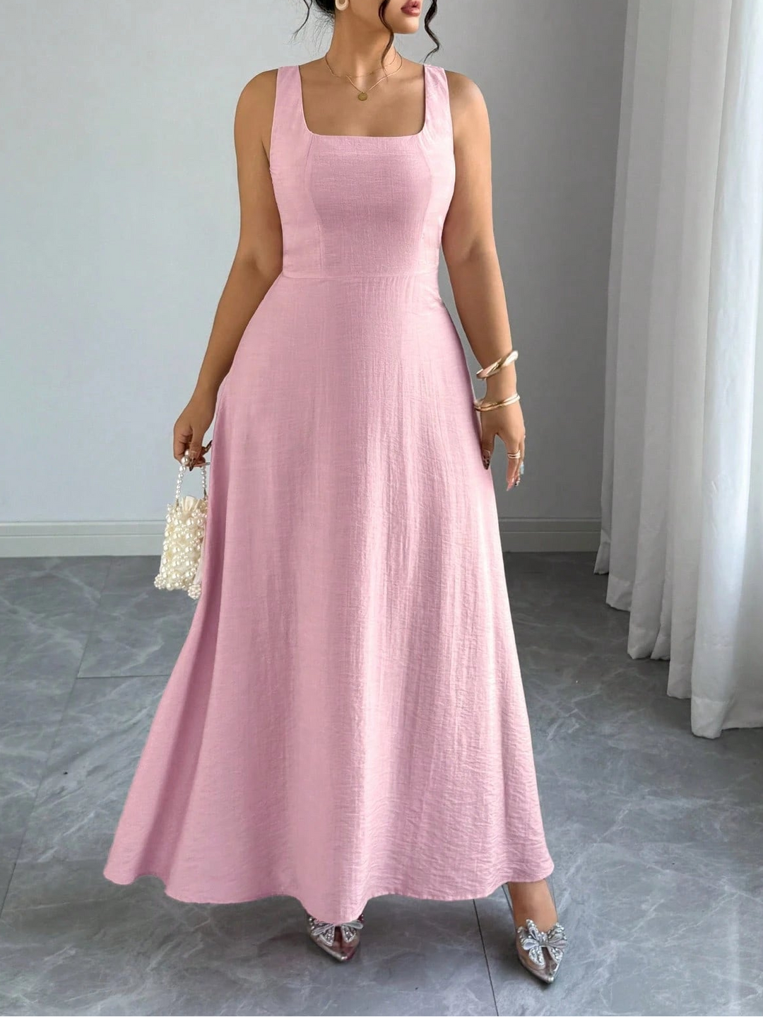 SHEIN maxi ruha, rózsaszín