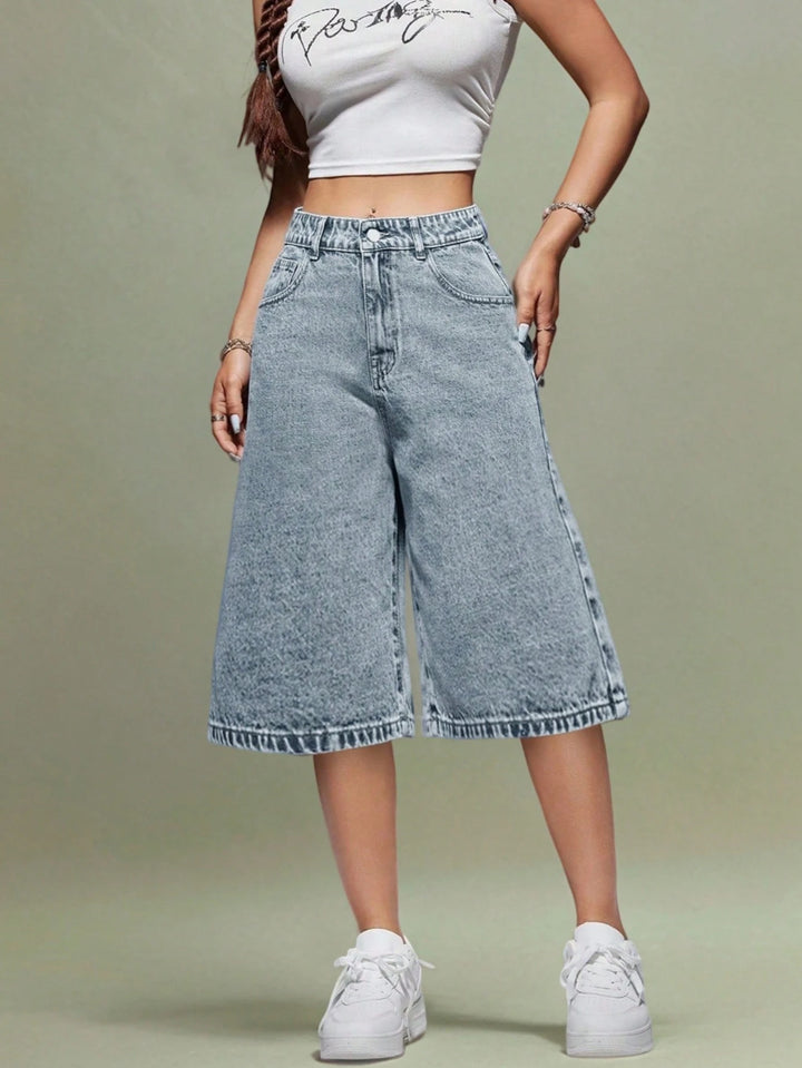 Pantaloni 3/4 SHEIN, albastru