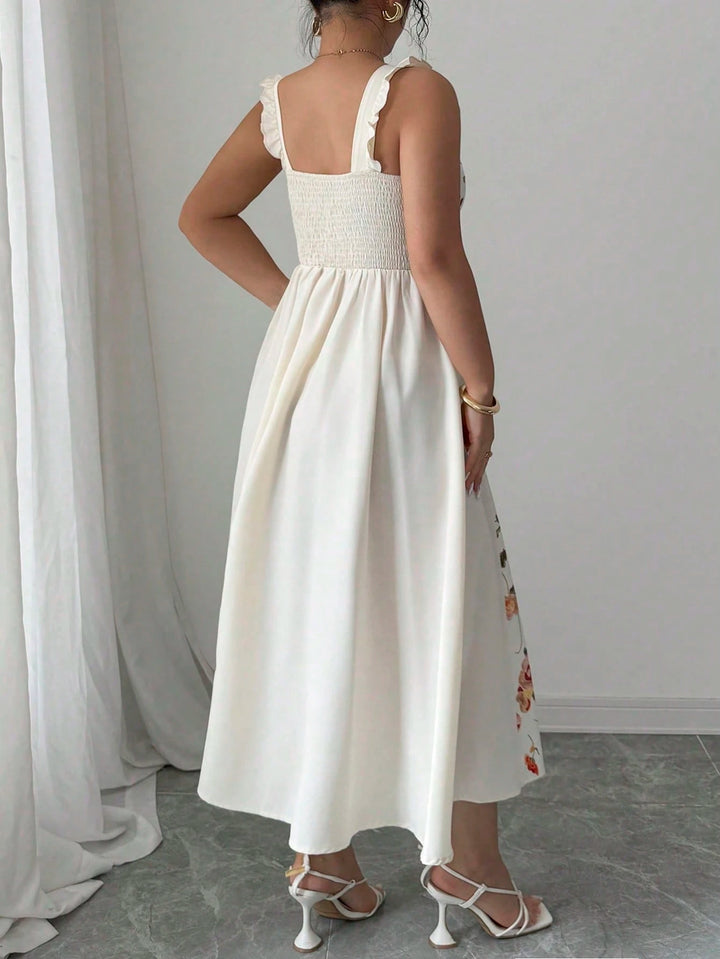 SHEIN krém midi ruha