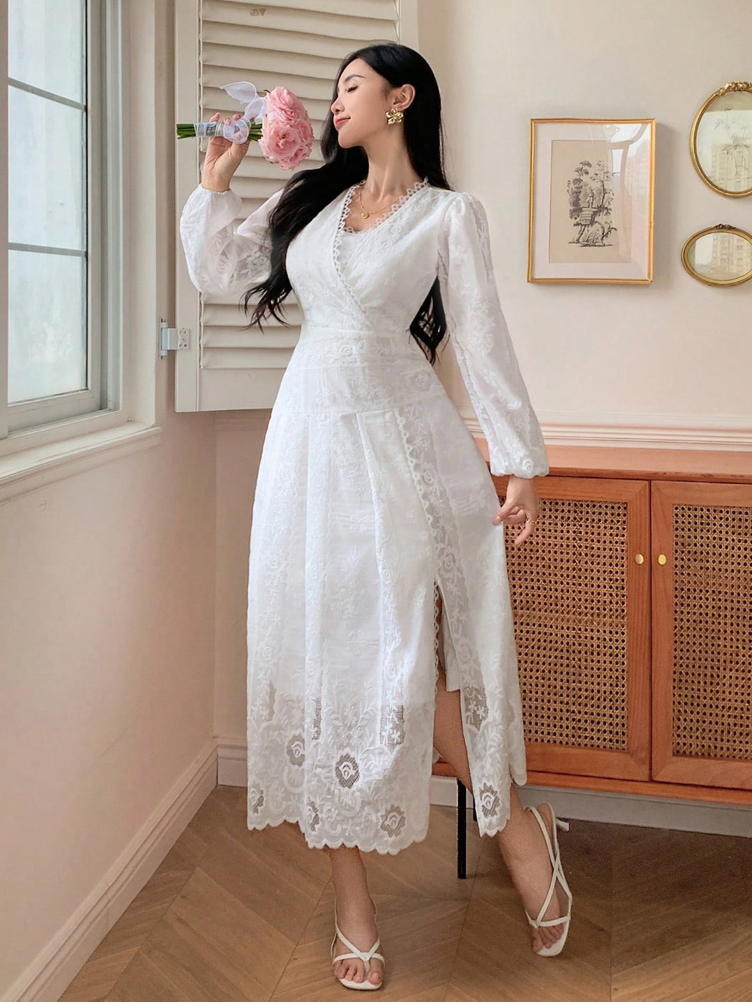 Rochie maxi SHEIN, alb