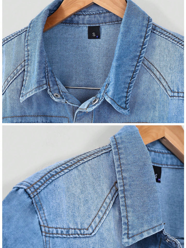 Cămașă casual din denim SHEIN, albastru