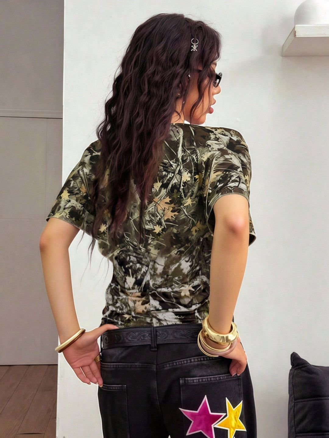 SHEIN póló, khaki