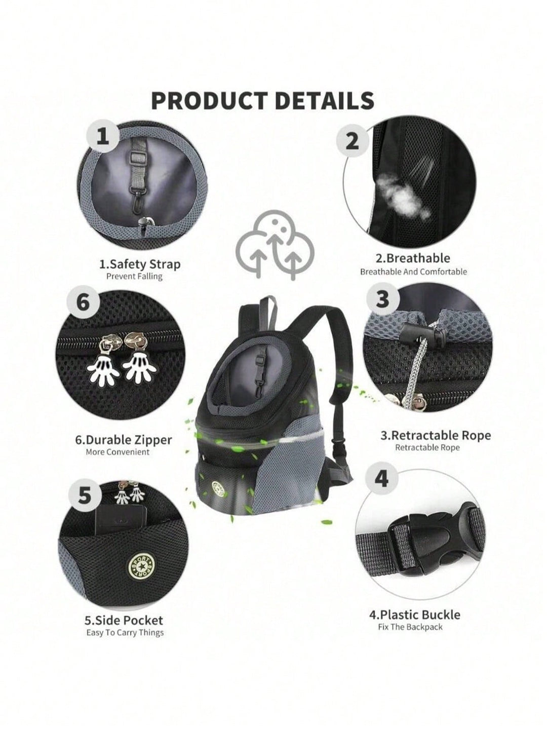 Rucsac pentru animale SHEIN, negru