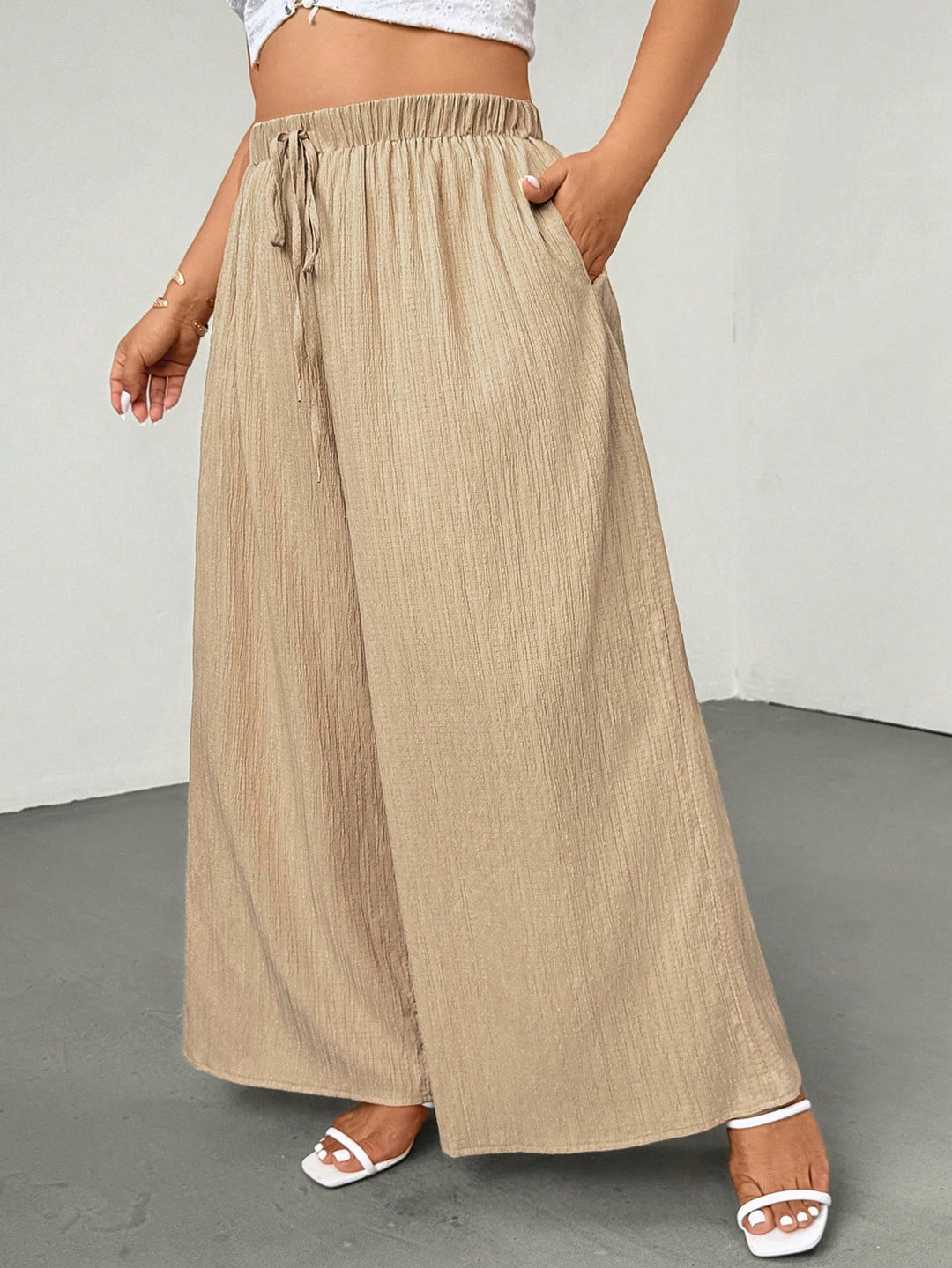 Shein Curve+ nadrág, bézs