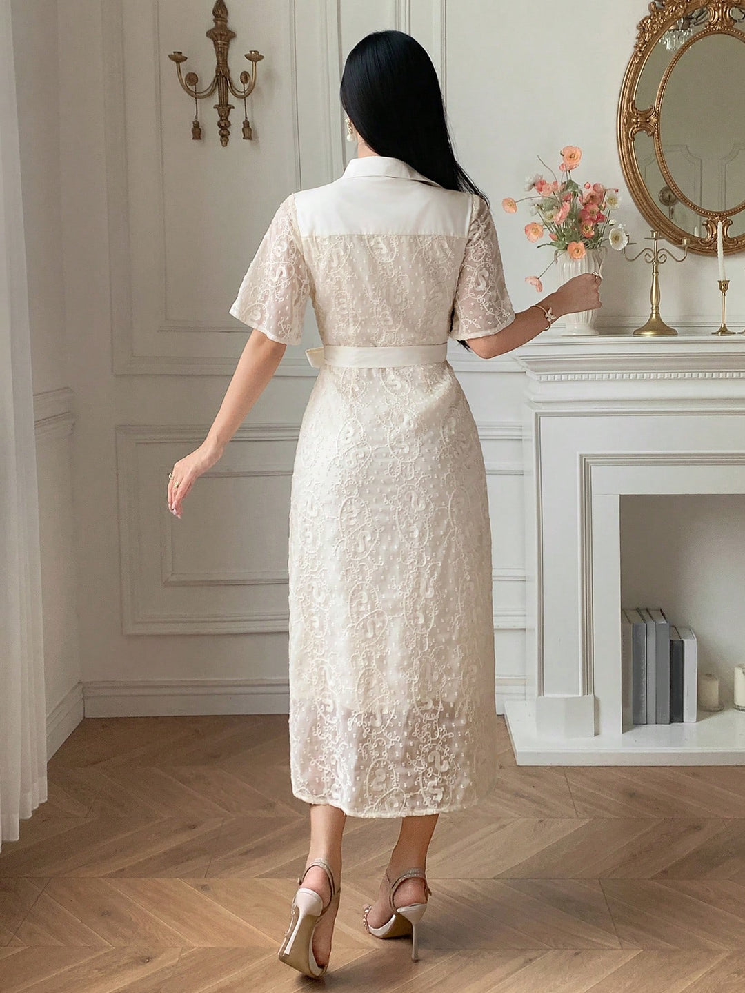 Shein maxi ruha, krémszínű
