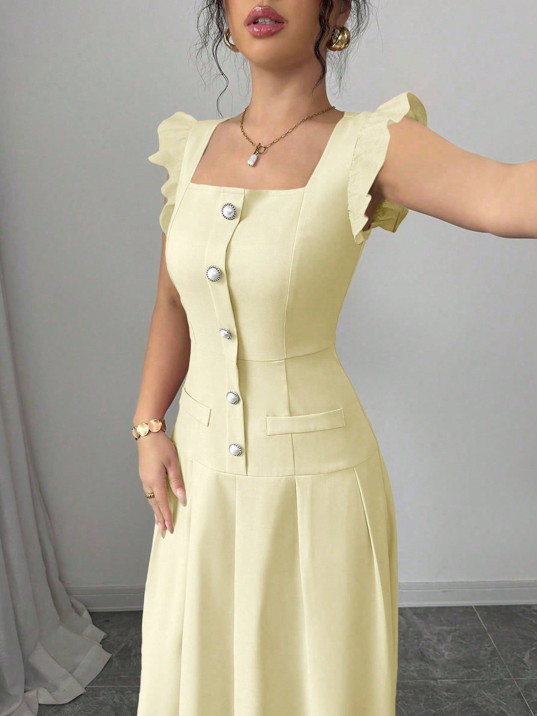 SHEIN maxi ruha, sárga