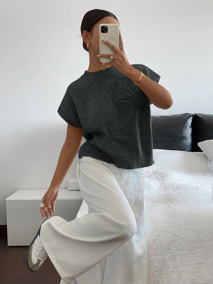 Pulover tricotat casual SHEIN, gri