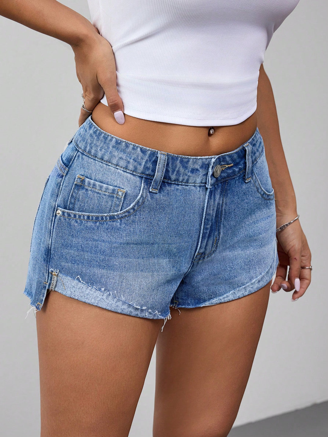 Pantaloni scurți de blugi SHEIN, albastru