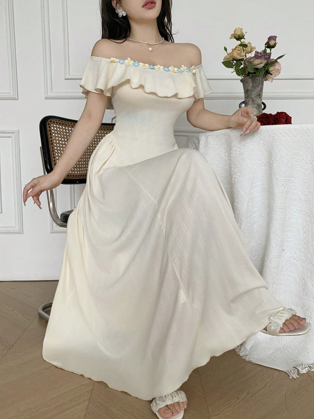 Rochie maxi SHEIN, bej