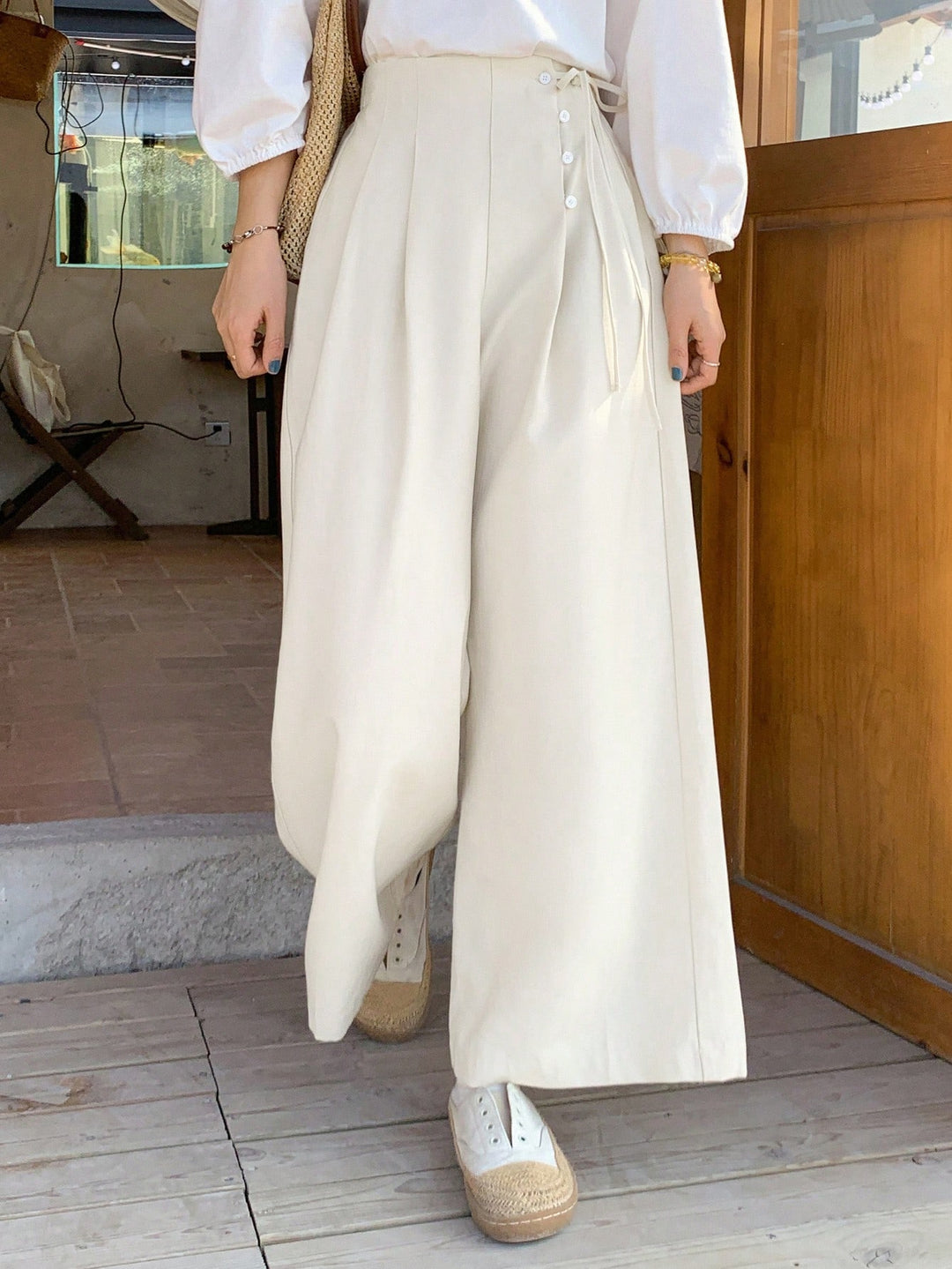 Pantaloni SHEIN, alb