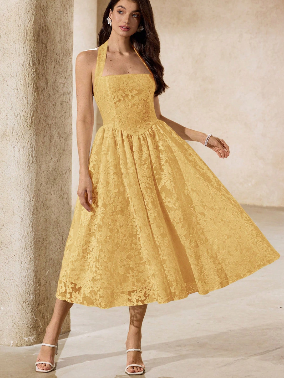 Rochie midi SHEIN, galben