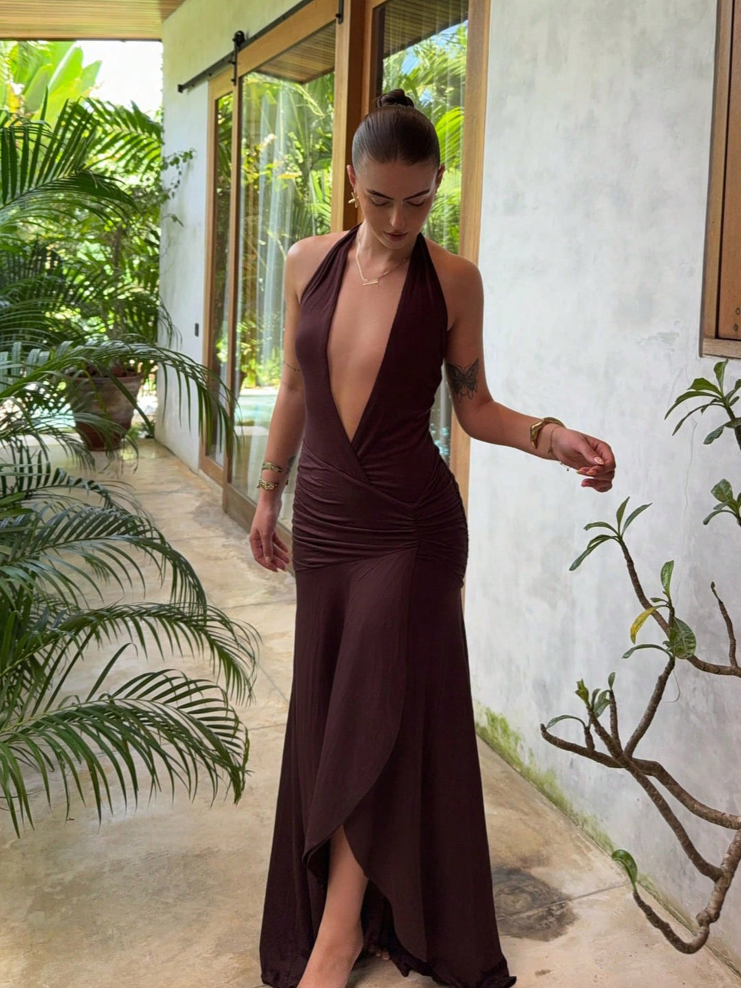 Rochie maxi SHEIN, maro