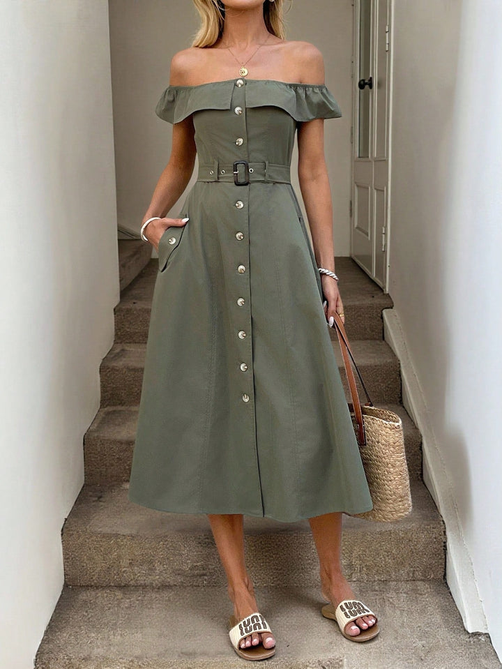 SHEIN midi ruha, khaki