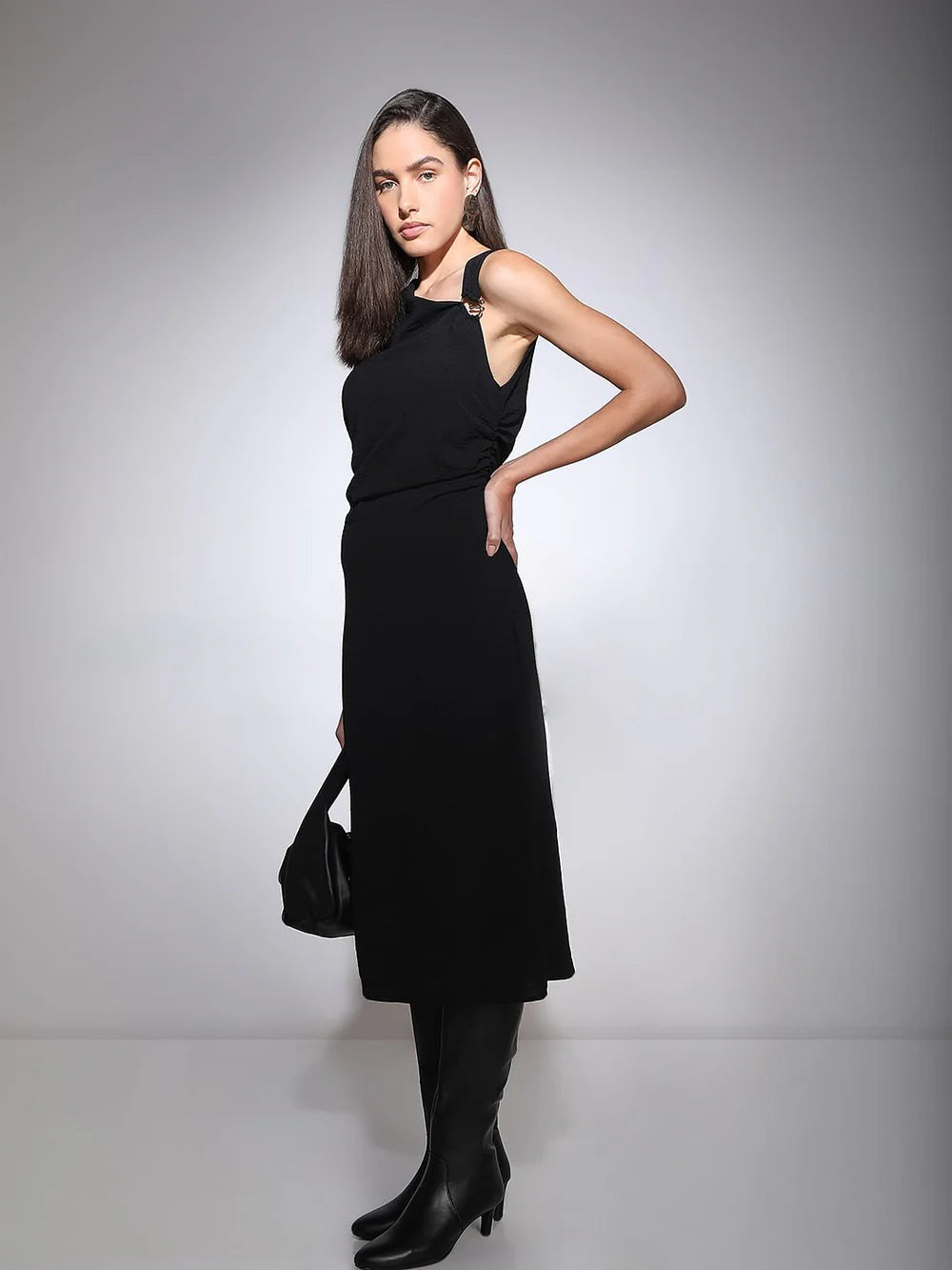 VERO MODA midi ruha, fekete