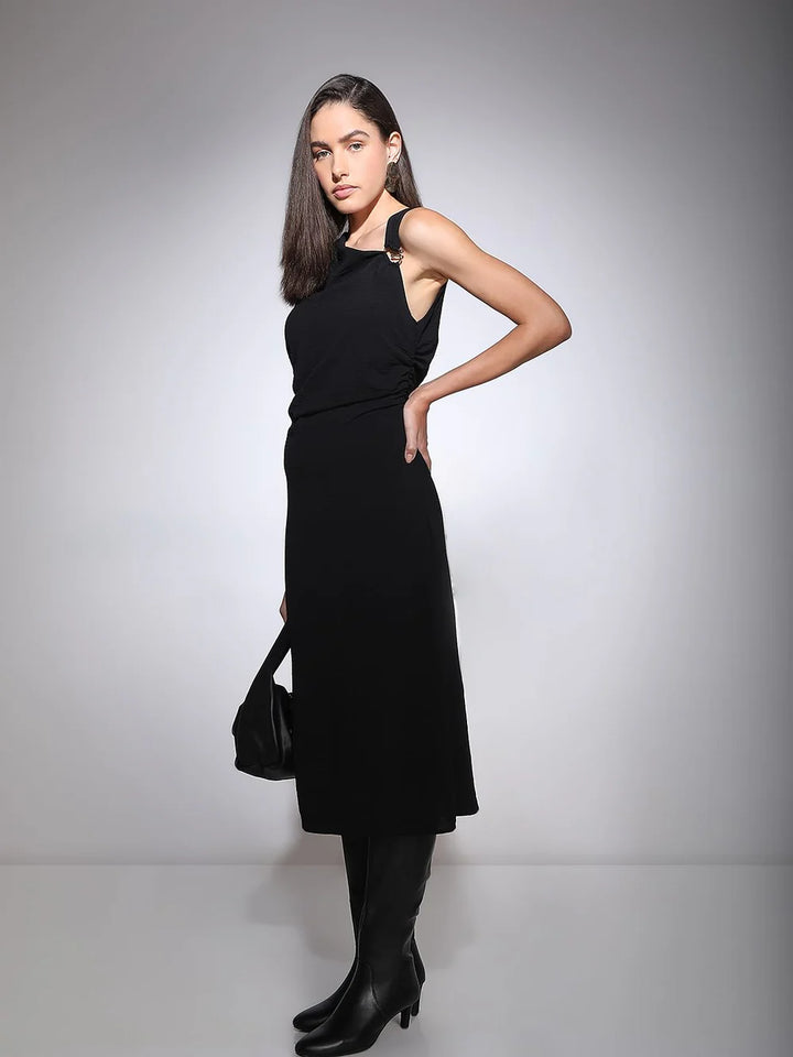 VERO MODA midi ruha, fekete