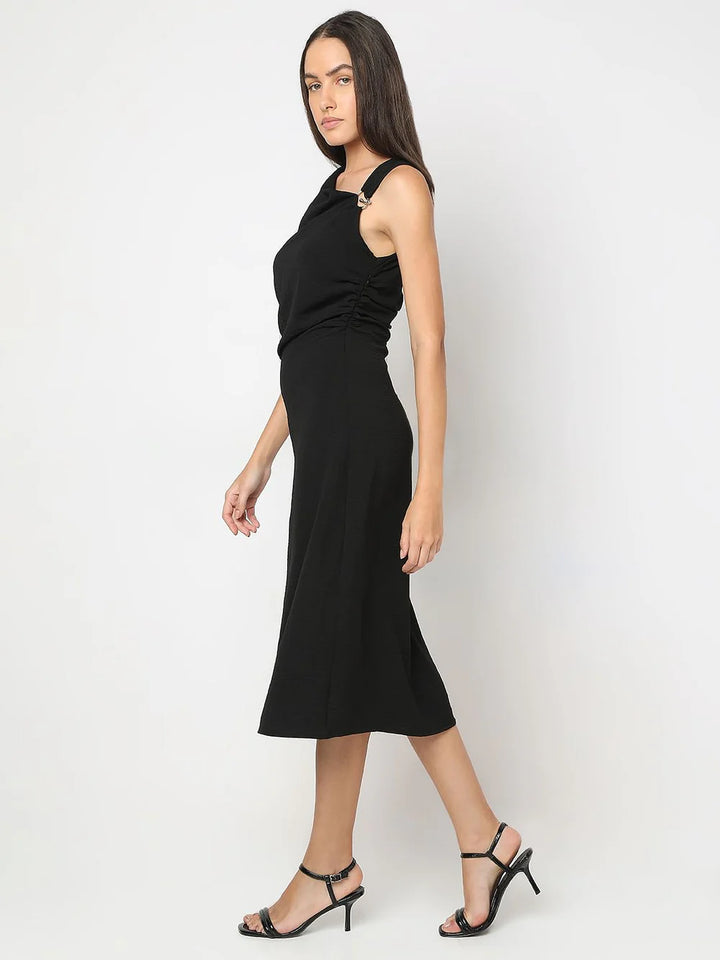 VERO MODA midi ruha, fekete