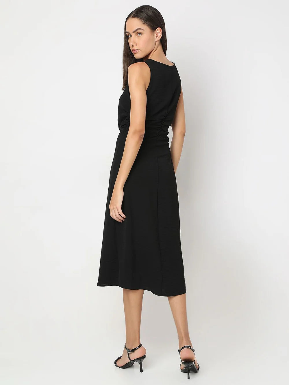 VERO MODA midi ruha, fekete