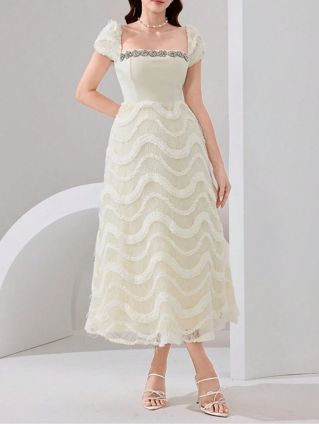 Rochie maxi SHEIN, crem
