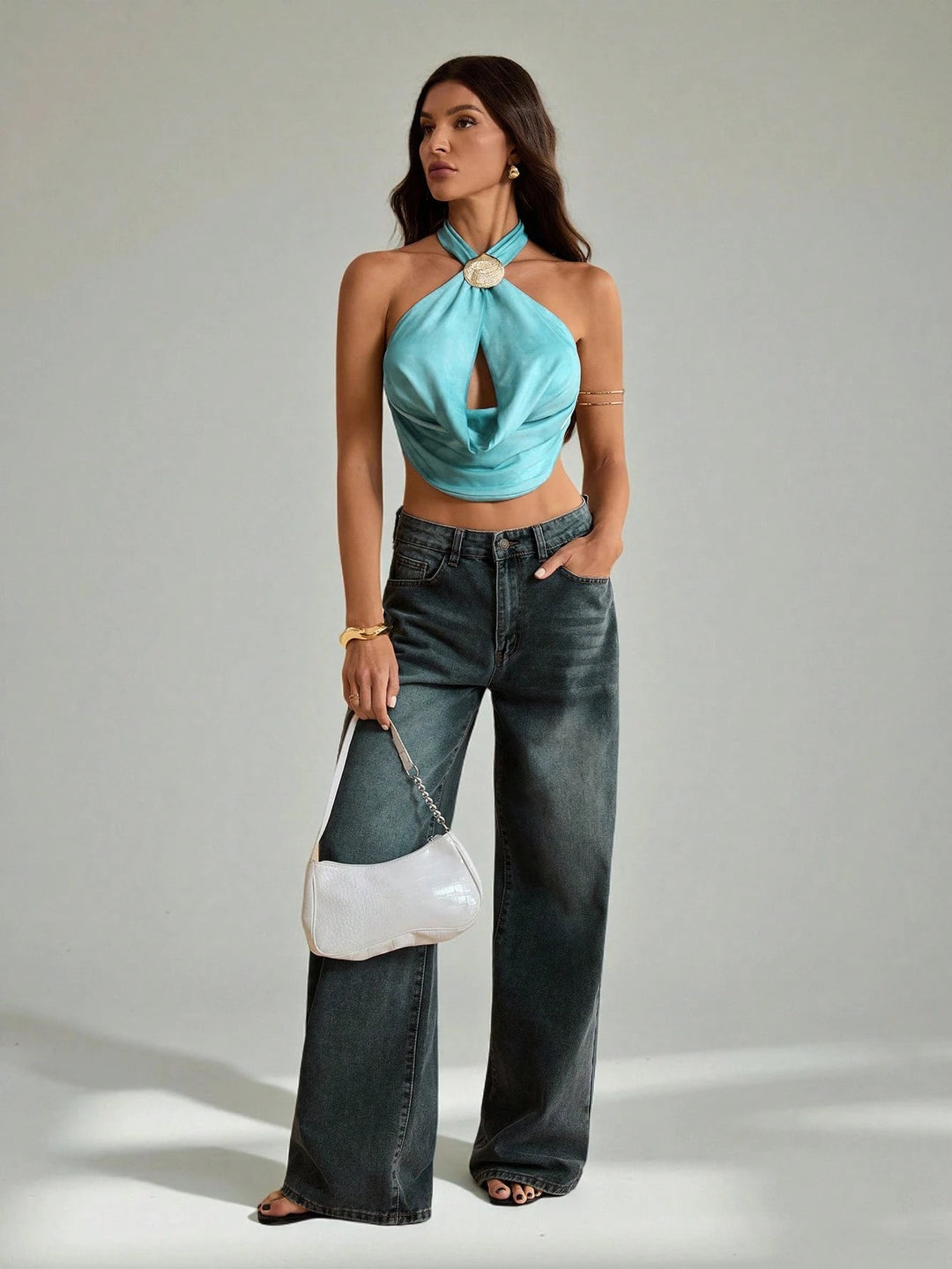 Top SHEIN, turcoaz