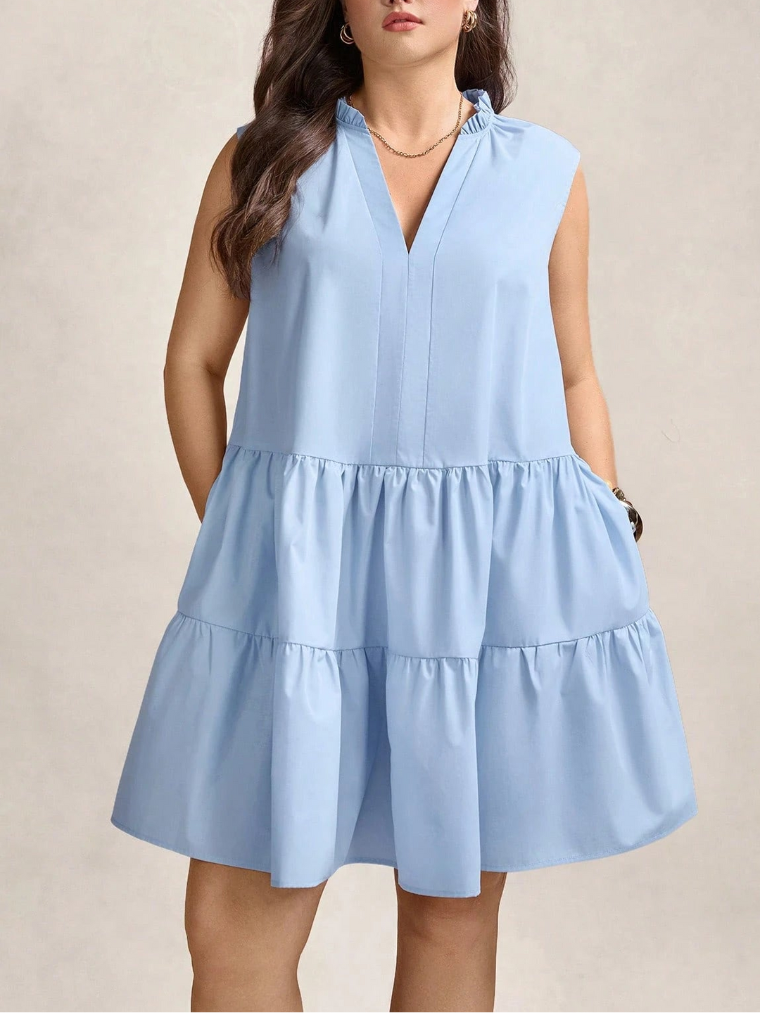 Shein Curve+ mini ruha, kék